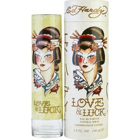 ED HARDY LOVE & LUCK by Christian Audigier (Scent: Bergamot , Blood orange , Blackcurrant, Pink peppercorn, Nectarine, Option: WOMEN, size: 3.4 OZ)